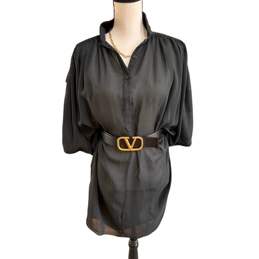 Vintage Women's Black Puff Sleeve Dress Tunic Style Size M Enar